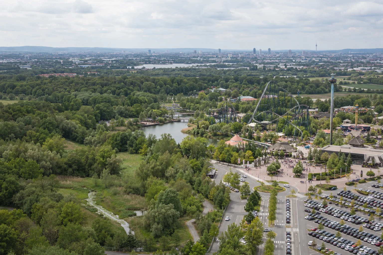 A regional park, arrival roads and its surrounding metropolitan catchment.